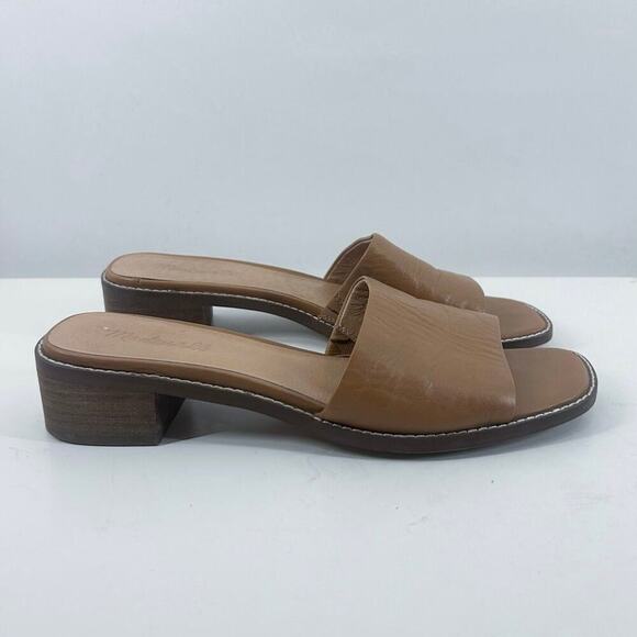 Madewell Cassady Brown Leather Square Toe Mules Slip On Heels Size 10 - Picture 3 of 7